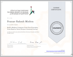 A thumbnail of my 'Nand2Tetris: Build a Modern Computer from First Principles' certificate